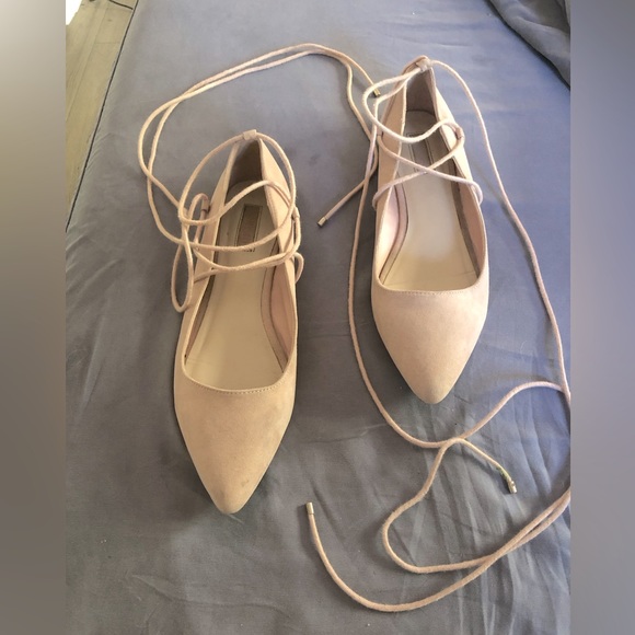 Forever 21 Blush Pink Lace Up Pointed-toe Flats - Size 8.5 - Picture 2 of 8